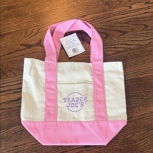 Trader Joe's Pink & Cream Canvas Tote